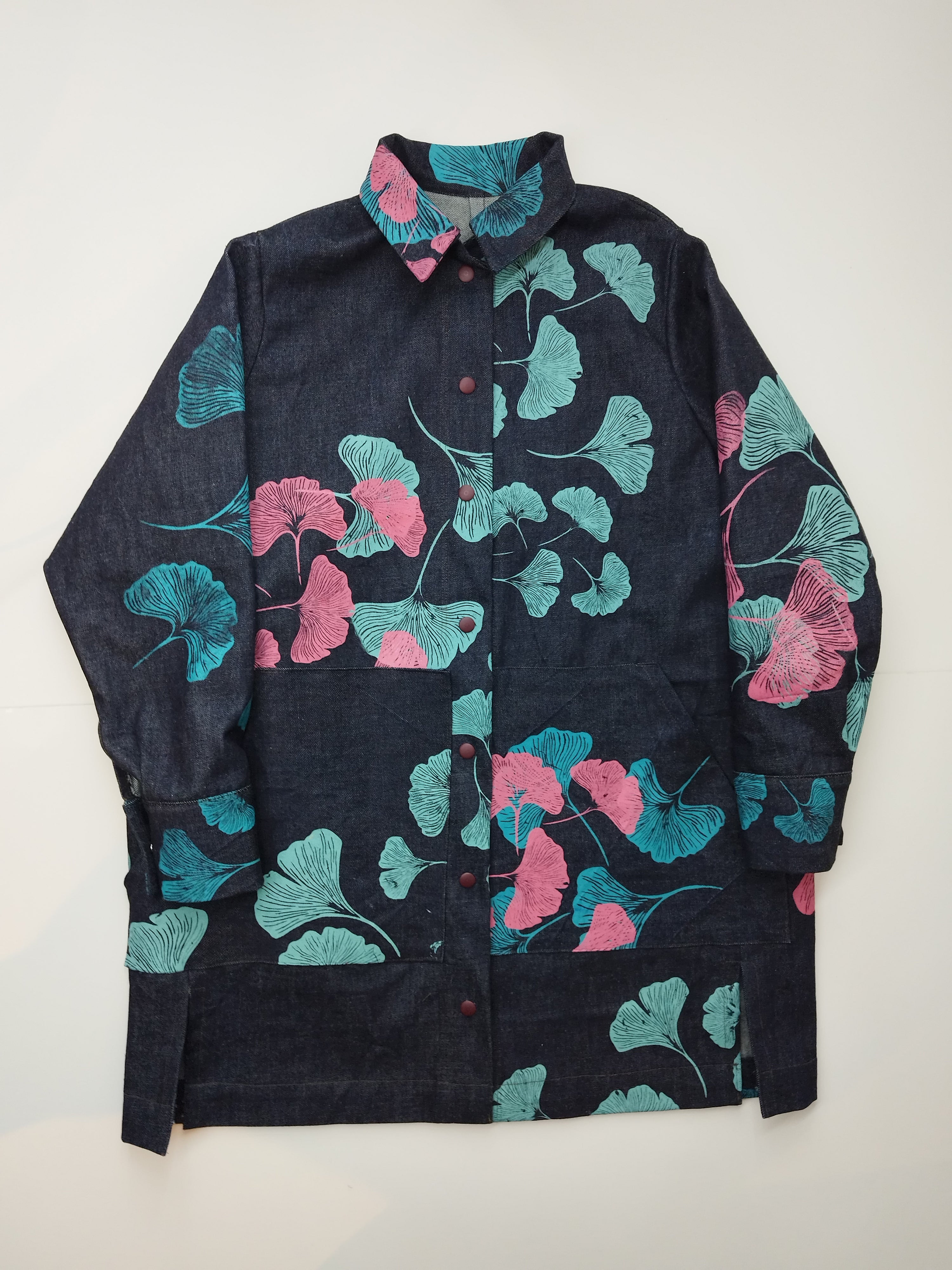 SITOLAB DENIM JACKET WITH GINKO PRINT
