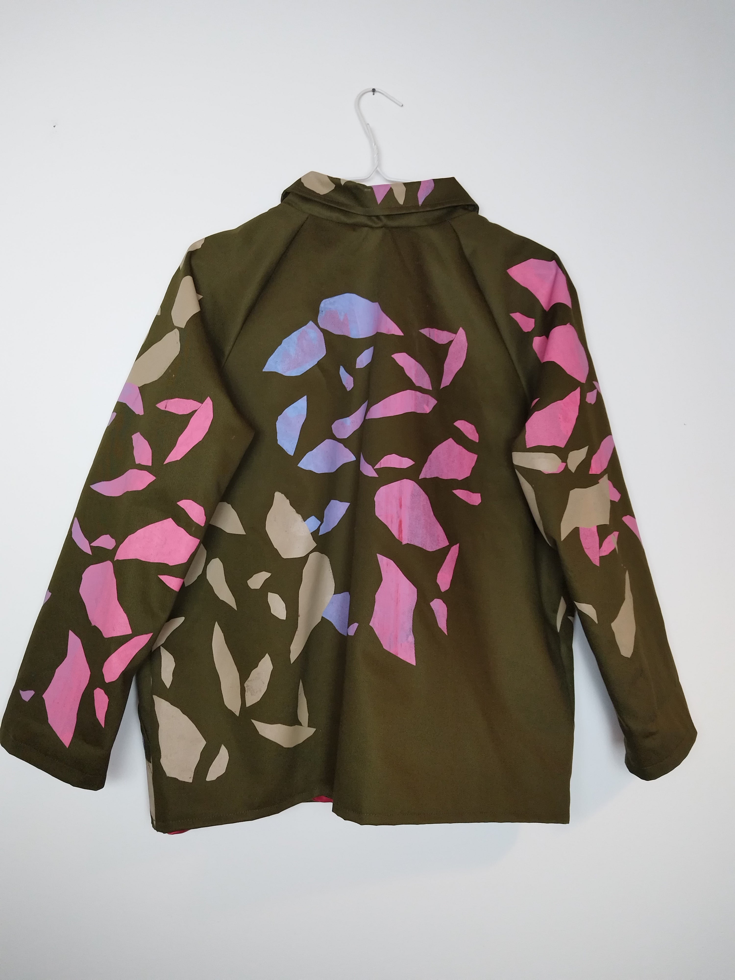 SITOLAB OLIVE WORKWEAR STYLE CONFETTI PRINT JACKET