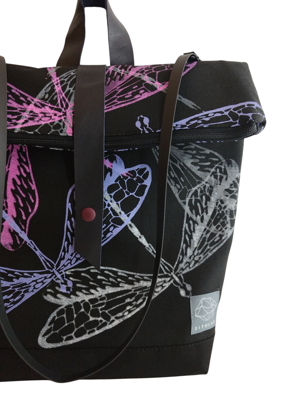 SITOLAB BAG BACKPACK WITH INSECTS PRINT AND LEATHER DETAILS II