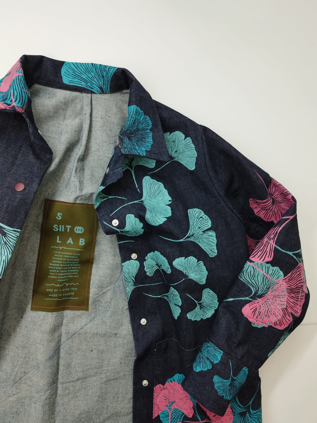 SITOLAB DENIM JACKET WITH GINKO PRINT
