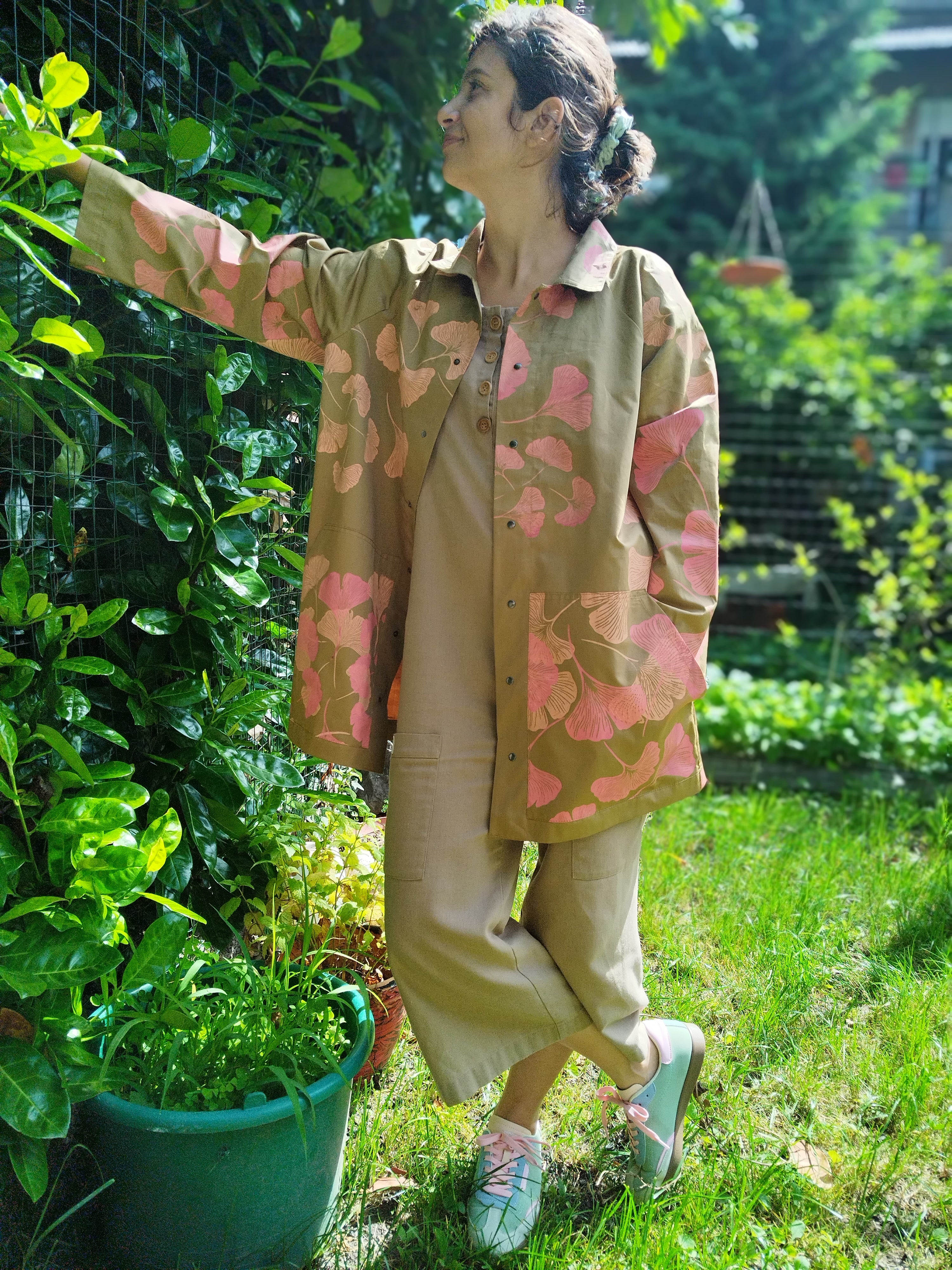 SITOLAB RELAXED BOX SHIRT WITH GINKO PRINT