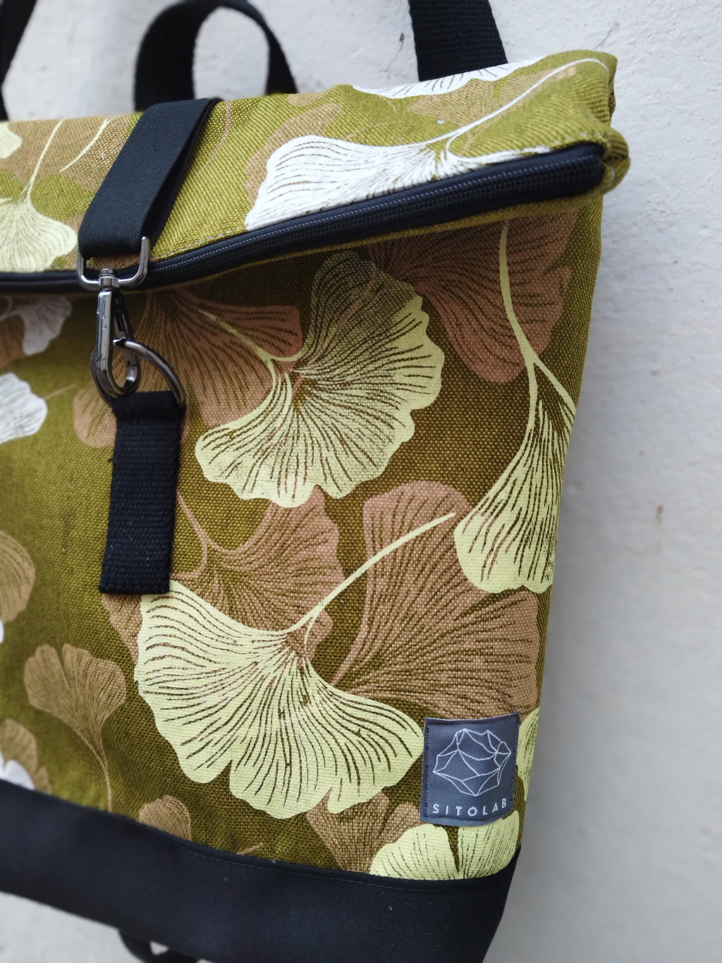 SITOLAB GINKO BACKPACK VIOLET GREEN PRINT