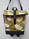 SITOLAB GREEN BACKPACK WITH GINKO PRINT