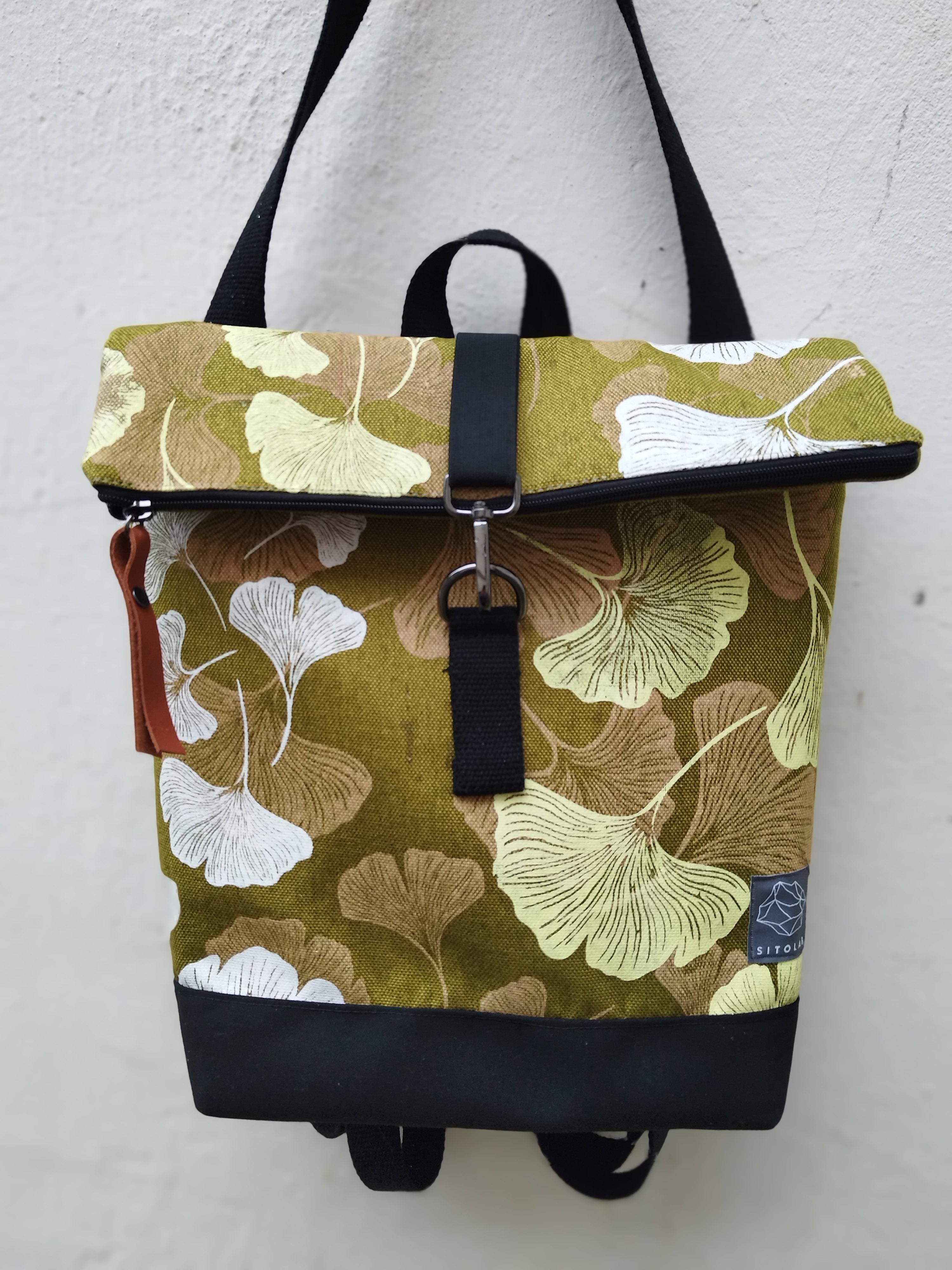 SITOLAB GINKO BACKPACK VIOLET GREEN PRINT