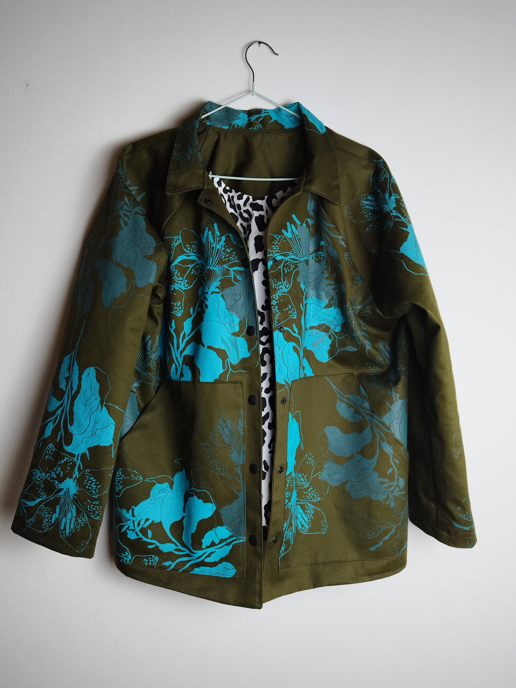 SITOLAB OLIVE WORKWEAR STYLE FLORAL PRINT JACKET