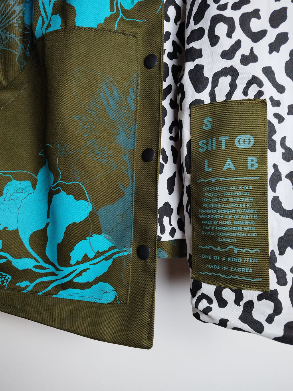 SITOLAB OLIVE WORKWEAR STYLE FLORAL PRINT JACKET