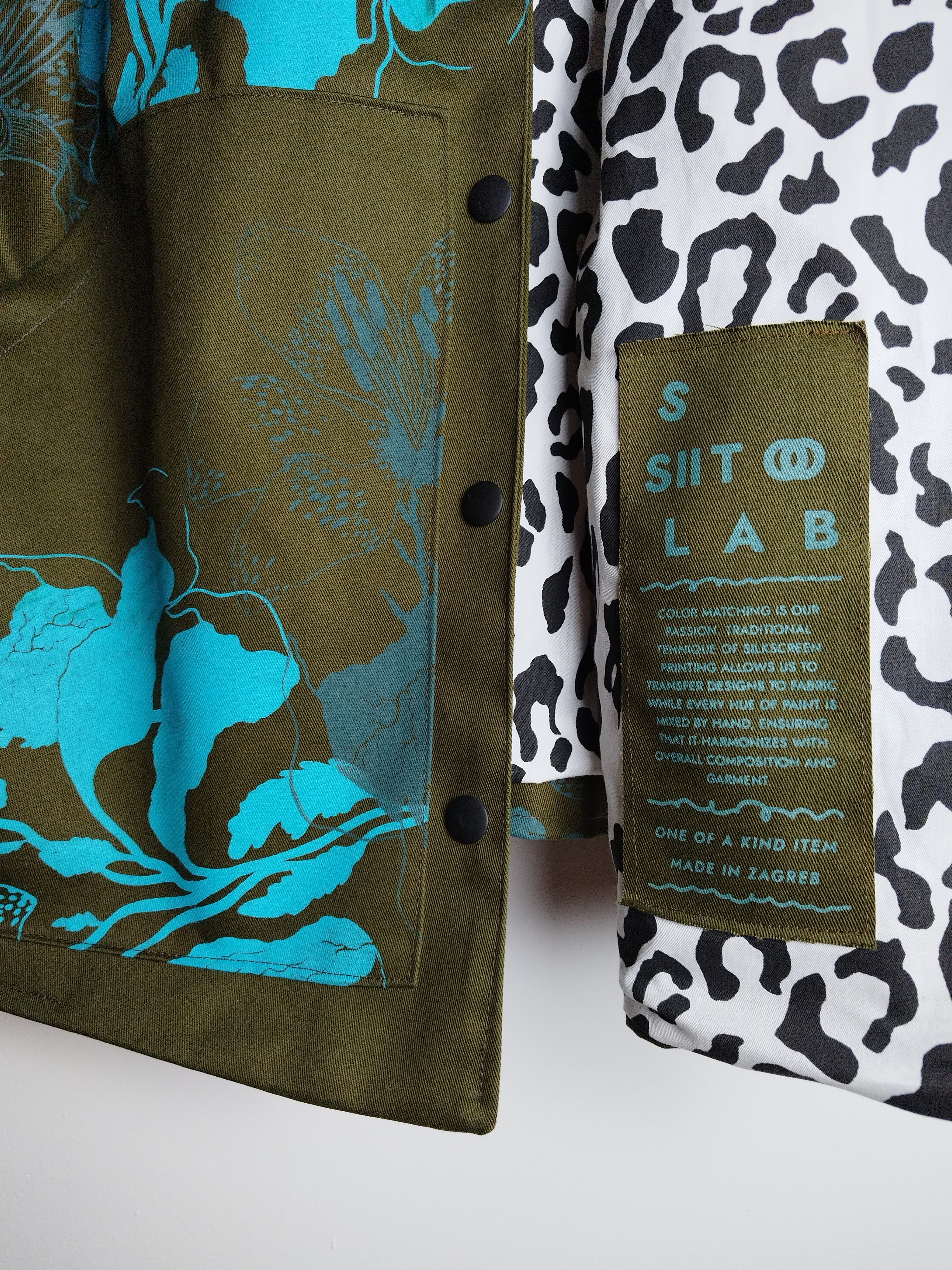 SITOLAB OLIVE WORKWEAR STYLE FLORAL PRINT JACKET