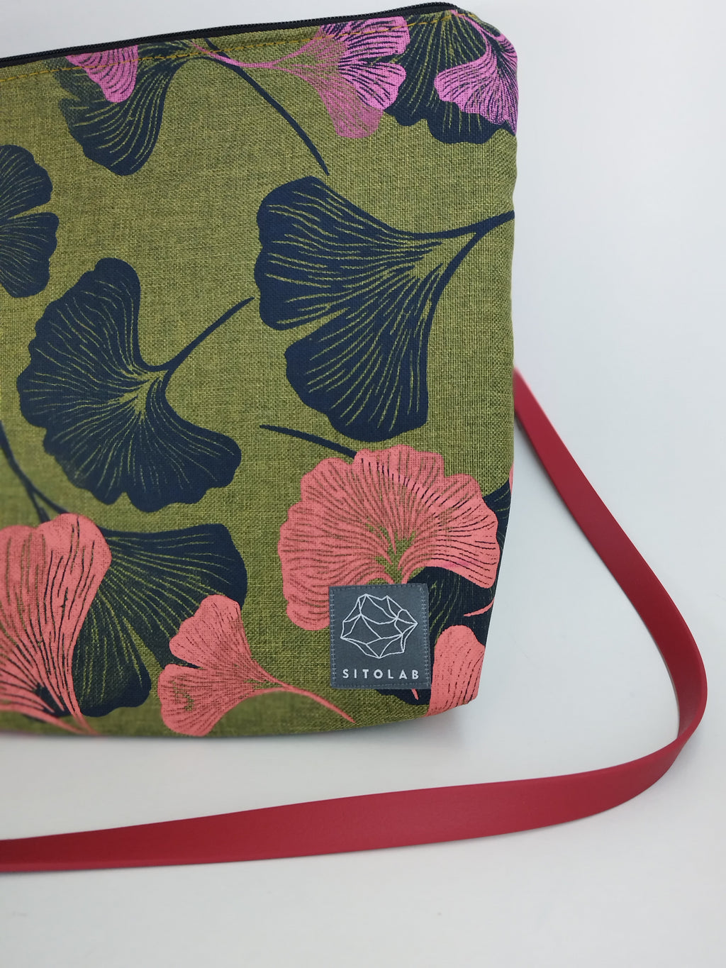 SITOLAB GREEN MINI BAG WITH GINKO PRINT
