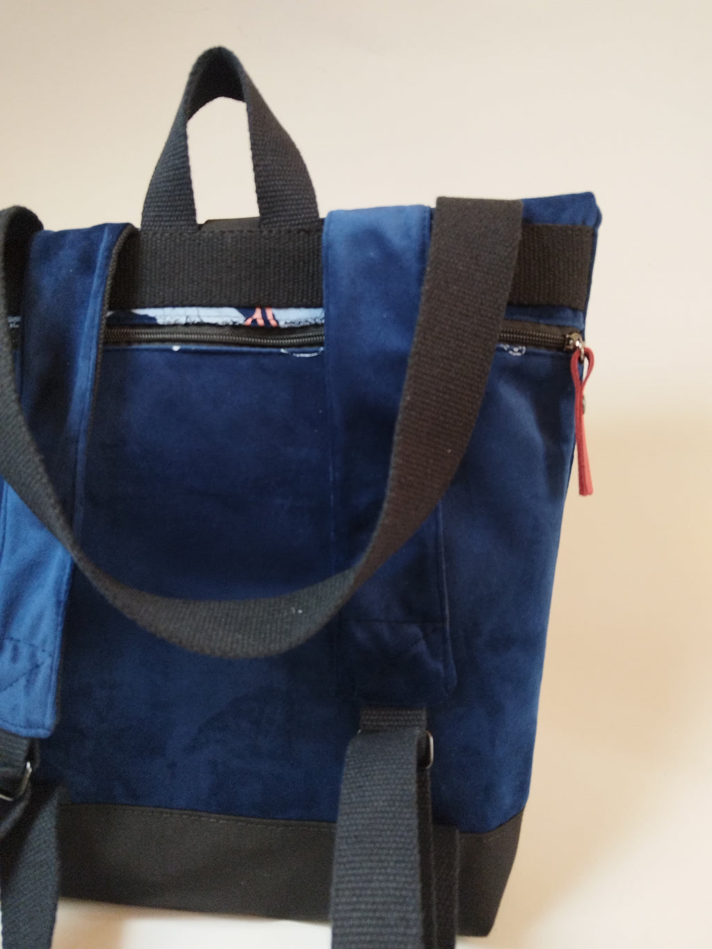 SITOLAB BLUE VELVET BACKPACK W/ FLORAL PRINT