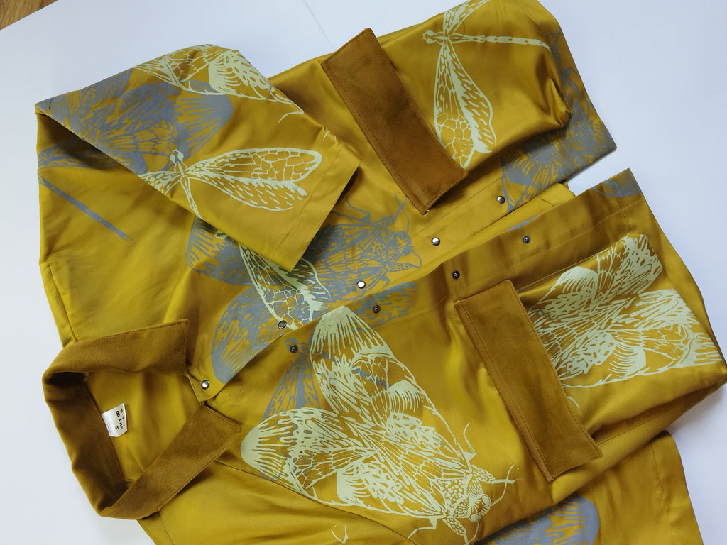 SITOLAB SILK TAFETA JACKET WITH INSECTS PRINT