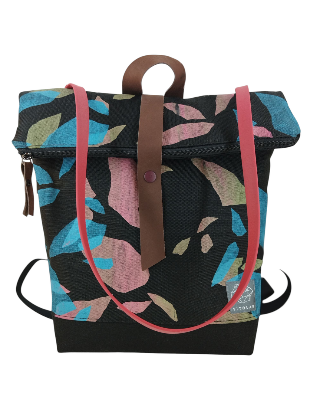 SITOLAB BAG BACK PACK WITH CONFETTI PRINT AND LEATHER DETAILS II