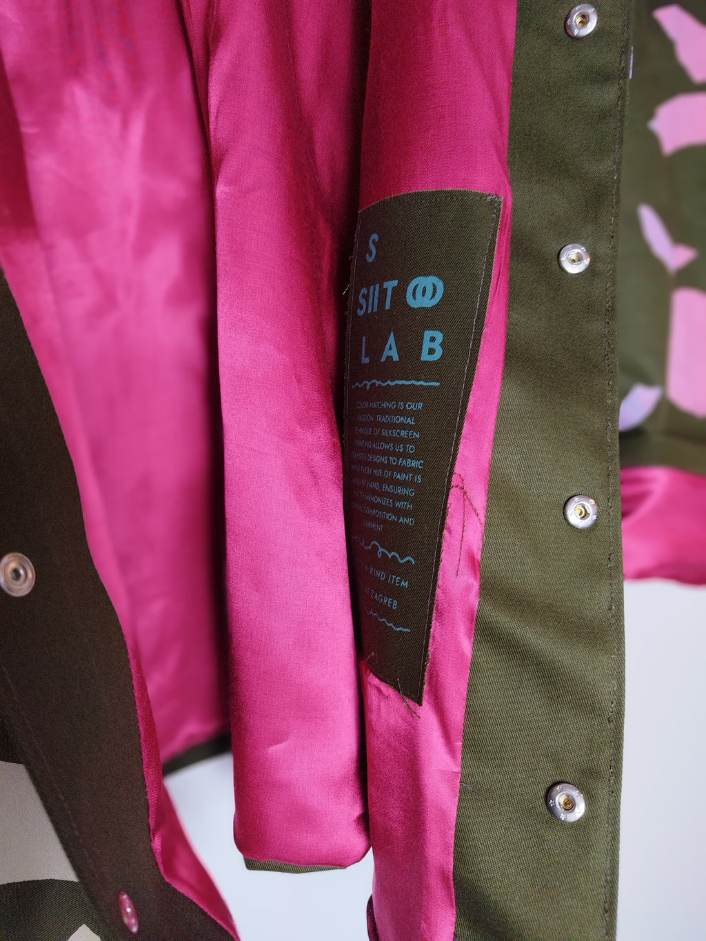 SITOLAB OLIVE WORKWEAR STYLE CONFETTI PRINT JACKET