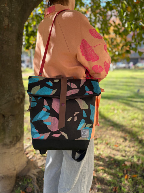 SITOLAB BAG BACK PACK WITH CONFETTI PRINT AND LEATHER DETAILS II