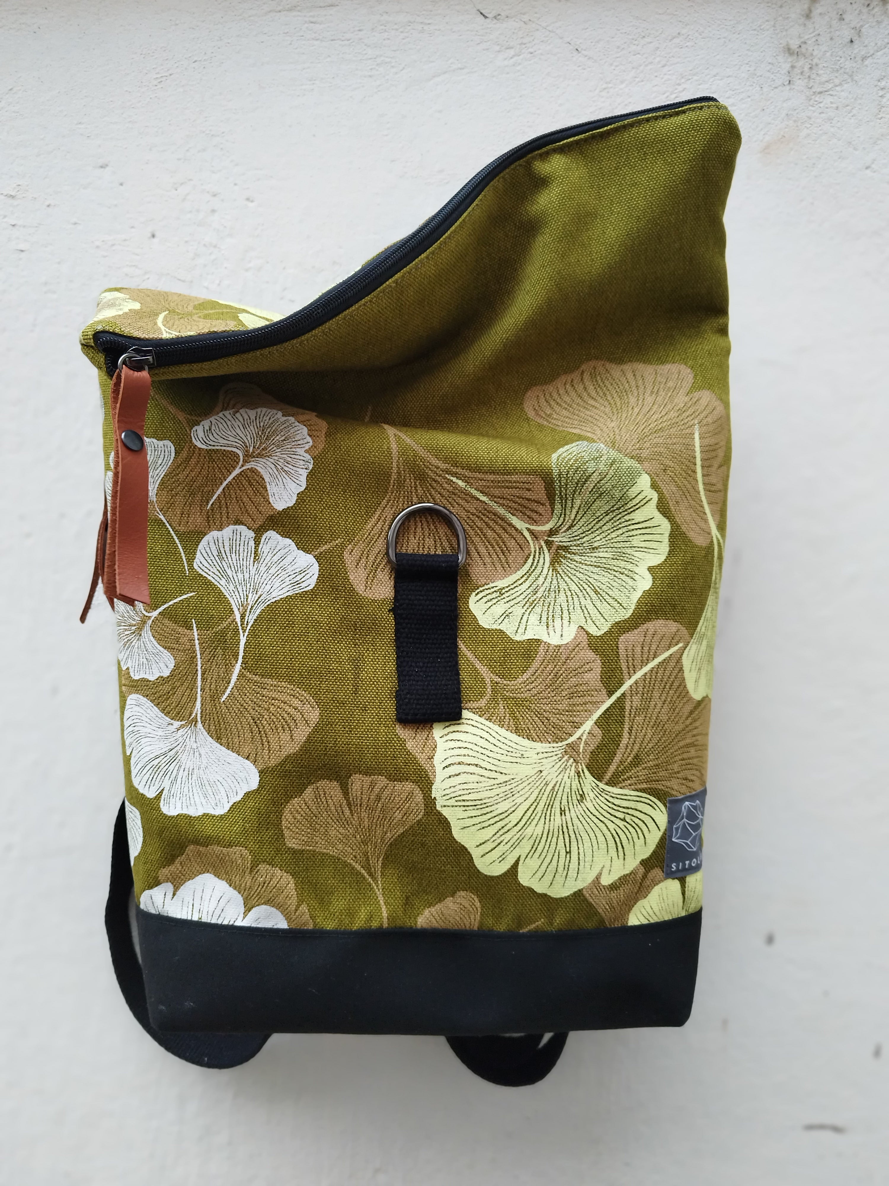 SITOLAB GINKO BACKPACK VIOLET GREEN PRINT