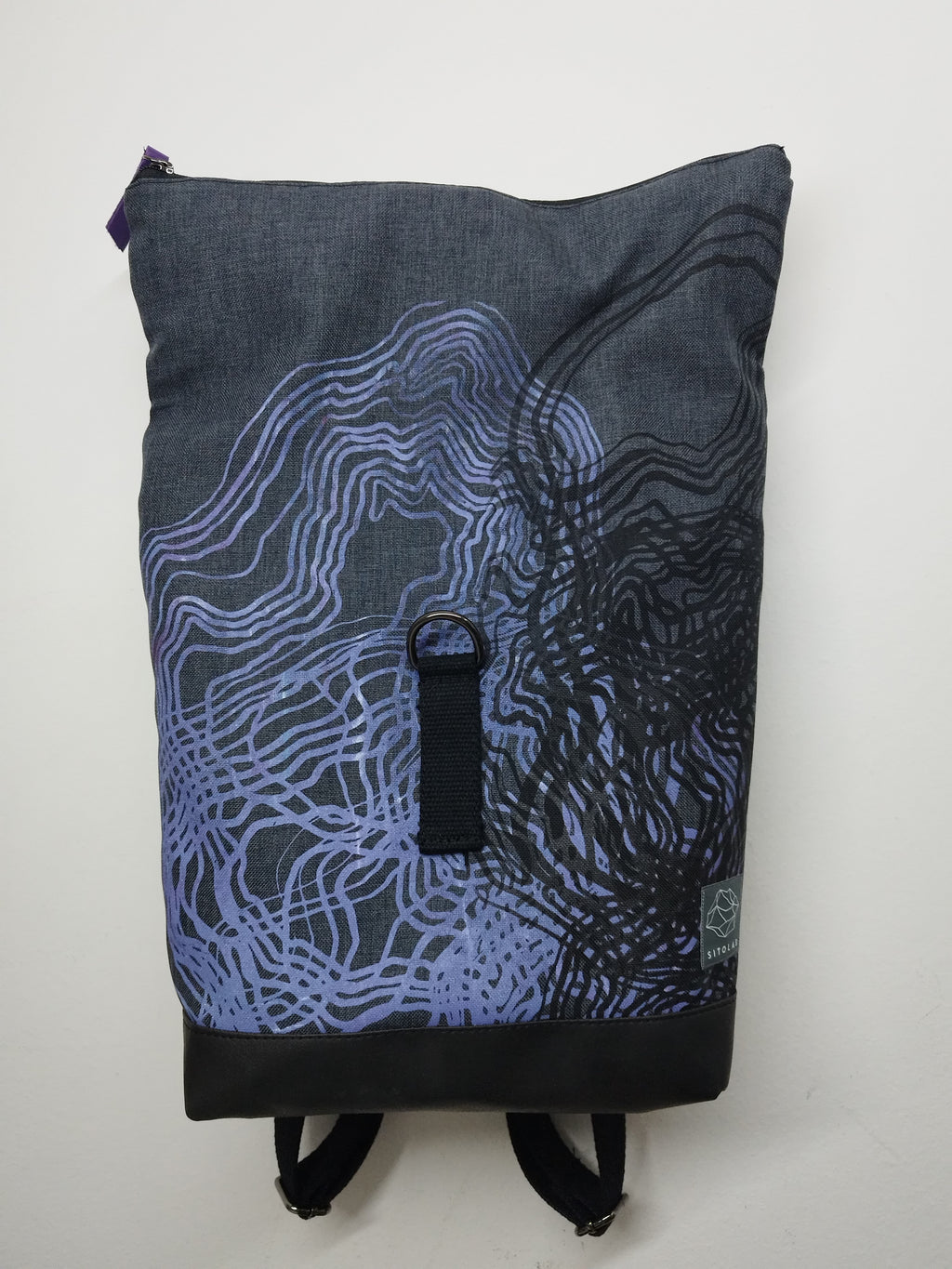 SITOLAB GRAY BACKPACK WITH SWIRL PRINT