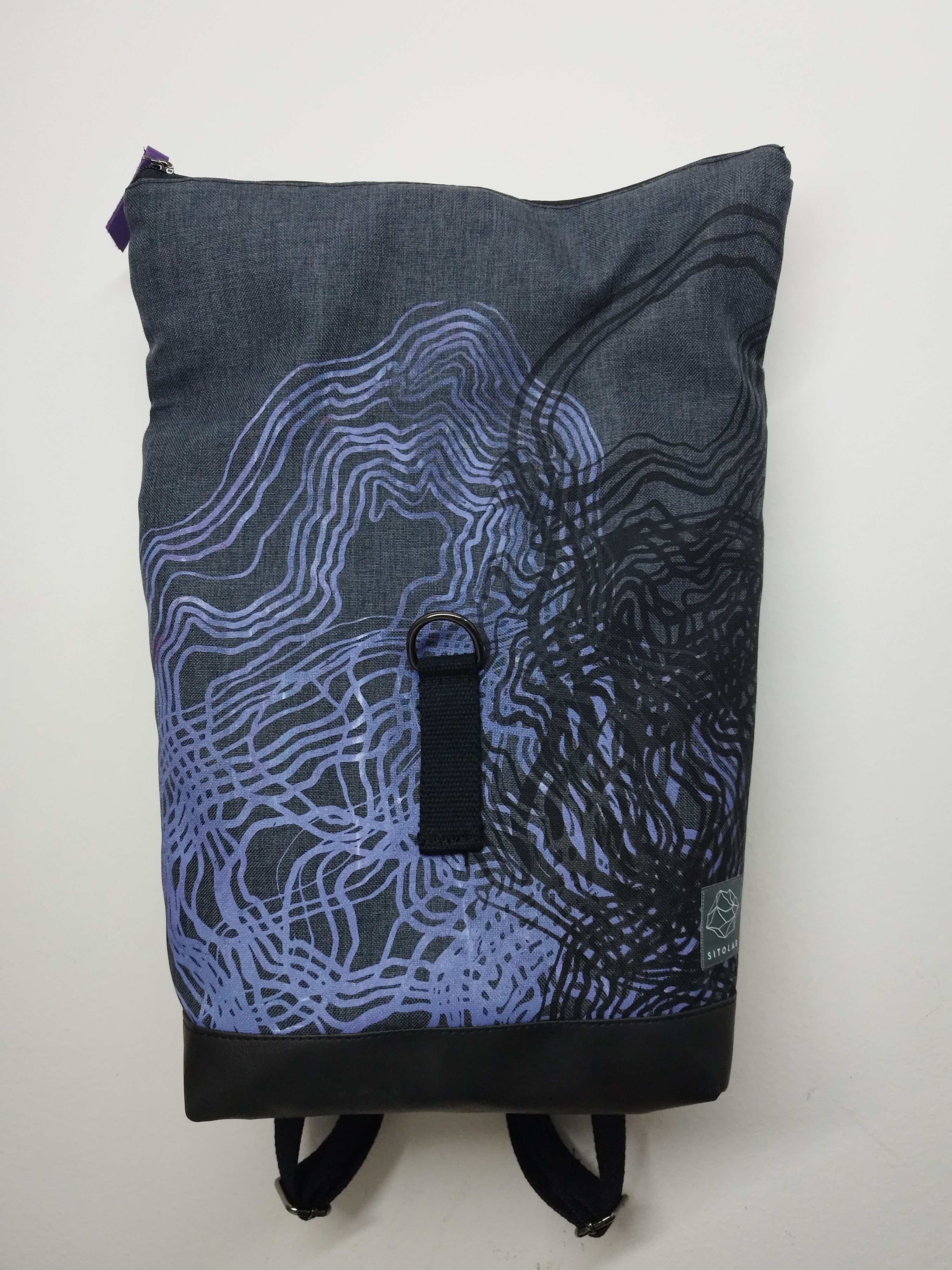 SITOLAB GRAY BACKPACK WITH SWIRL PRINT