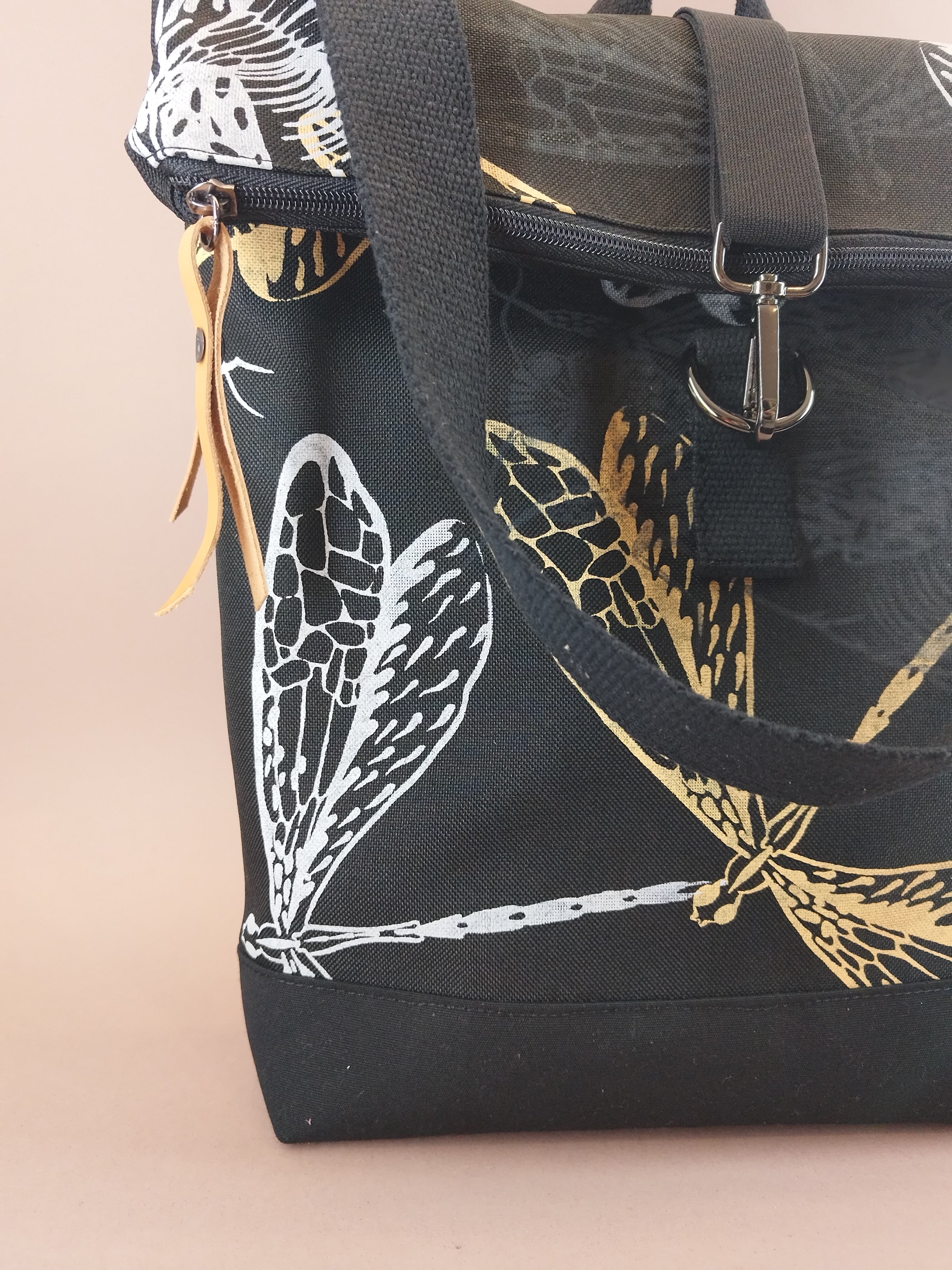 SITOLAB BLACK BACKPACK WITH INSECTS PRINT