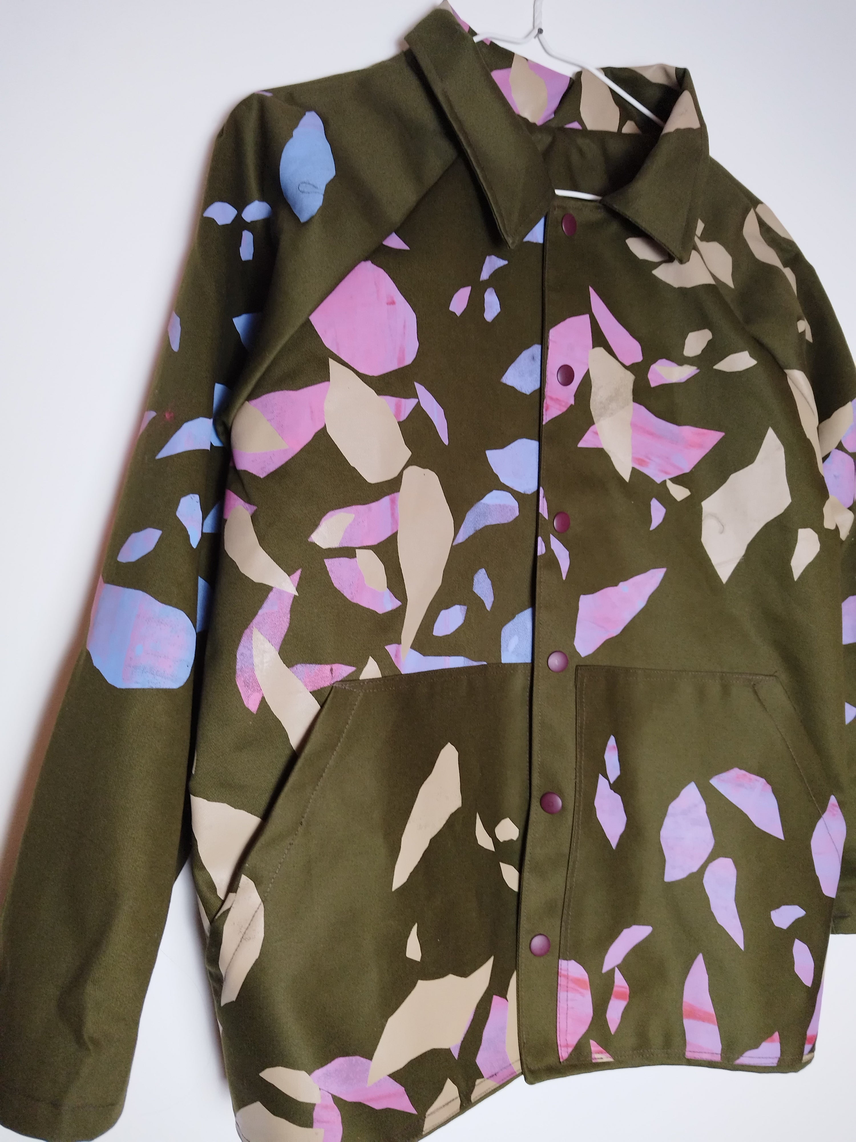 SITOLAB OLIVE WORKWEAR STYLE CONFETTI PRINT JACKET