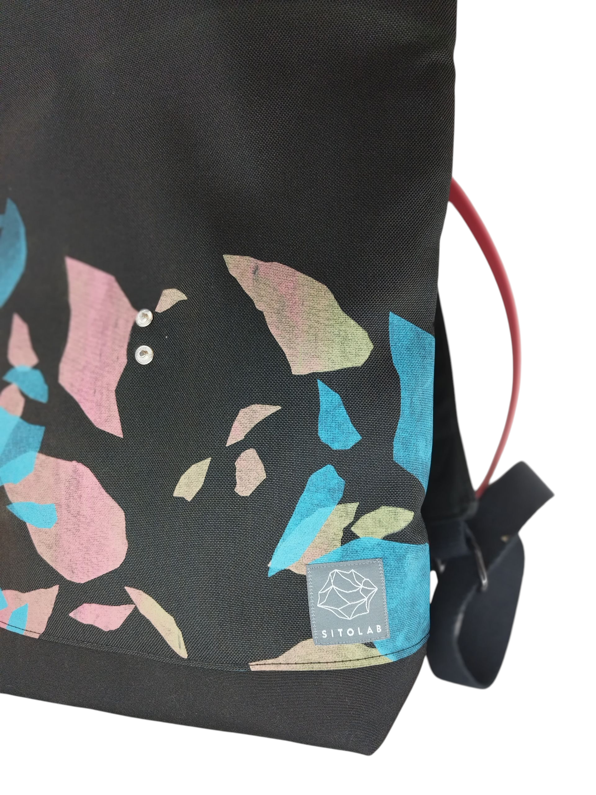 SITOLAB BAG BACK PACK WITH CONFETTI PRINT AND LEATHER DETAILS II