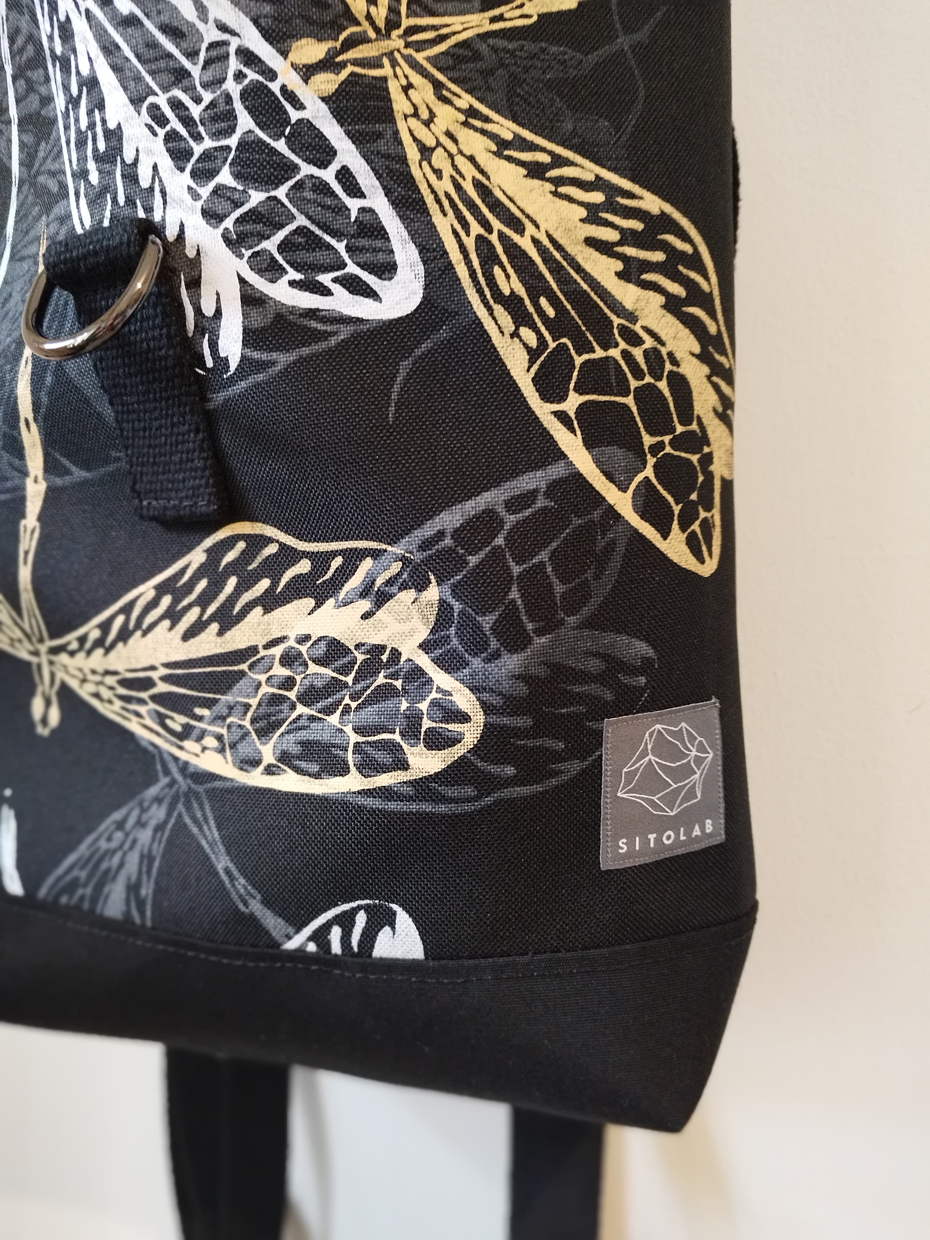 SITOLAB BLACK INSECTS PRINT BACKPACK